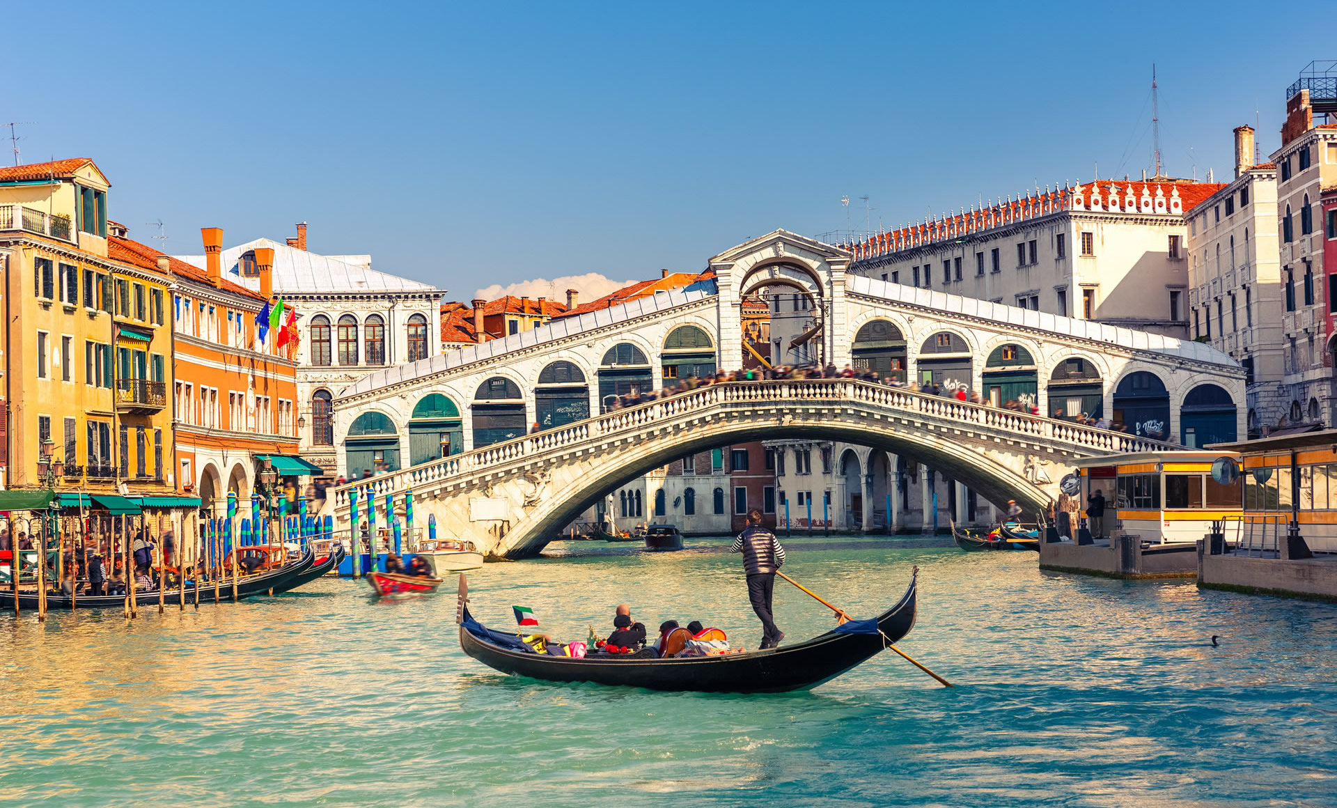 Gondola near Rialto Bridge in Venice, Italy